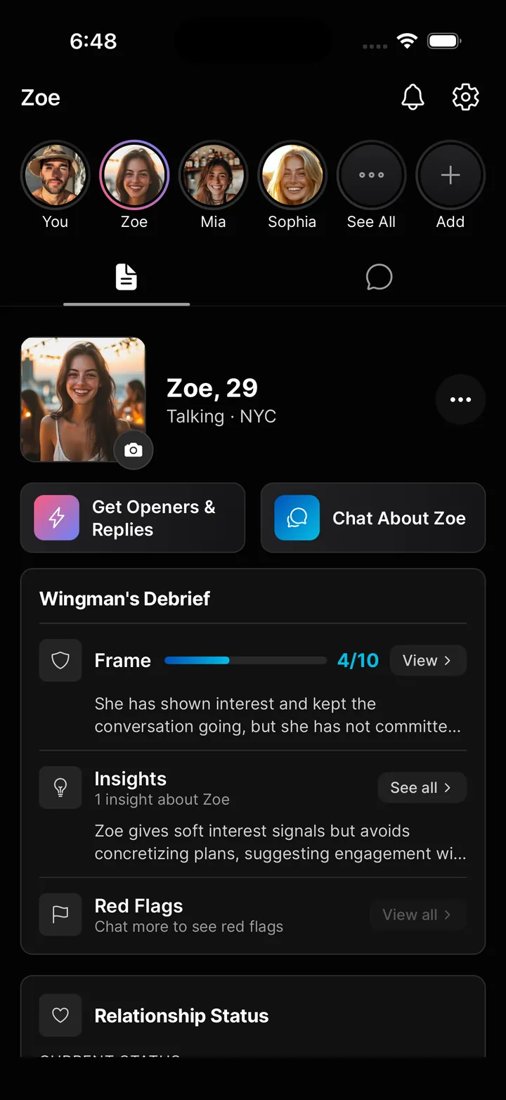 Dossier in the Wingman app