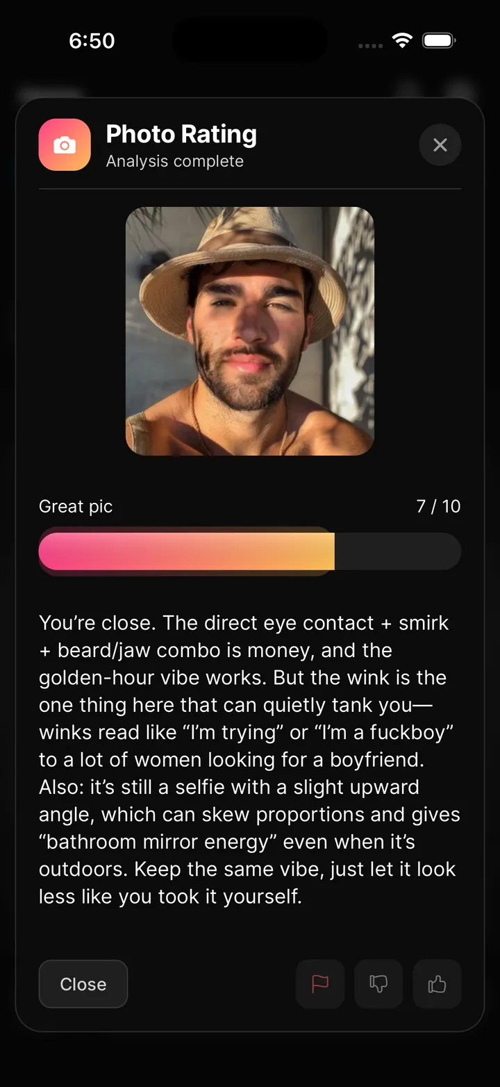 Profile in the Wingman app